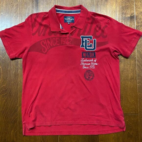 Ecko Unltd Classic Fit Vintage Y2K 00s Red Navy Cotton Polo Shirt Men's Size XXL - Picture 3 of 9